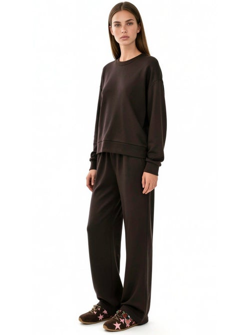 Ensemble coordonné deux pièces taille haute jambes larges en modal hiccup - Kiabi Ensemble coordonné deux pièces taille haute jambes larges en modal hiccup - Kiabi