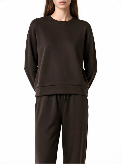 Ensemble coordonné deux pièces taille haute jambes larges en modal hiccup - Kiabi Ensemble coordonné deux pièces taille haute jambes larges en modal hiccup - Kiabi