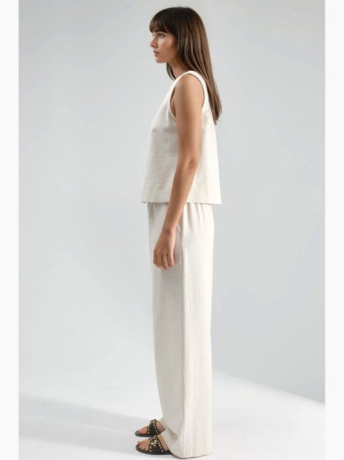 Ensemble coordonné deux pièces taille haute jambes larges hiccup - Kiabi Ensemble coordonné deux pièces taille haute jambes larges hiccup - Kiabi