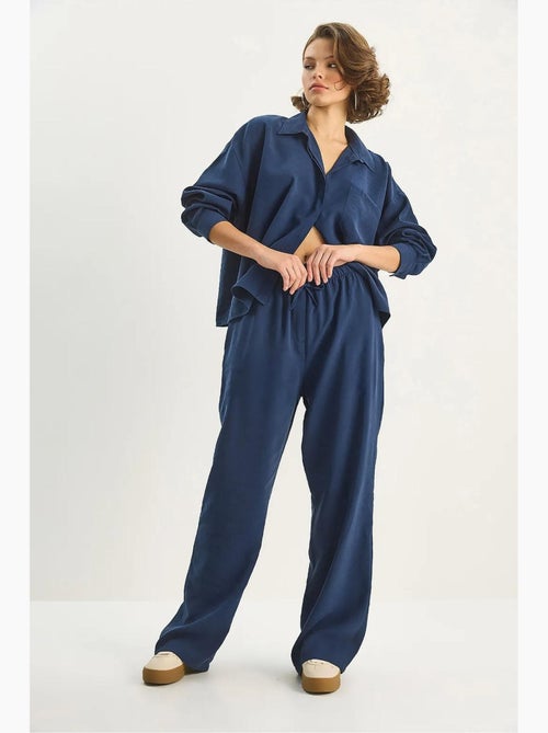 Ensemble coordonné deux pièces taille haute jambes larges lucci - Kiabi Ensemble coordonné deux pièces taille haute jambes larges lucci - Kiabi