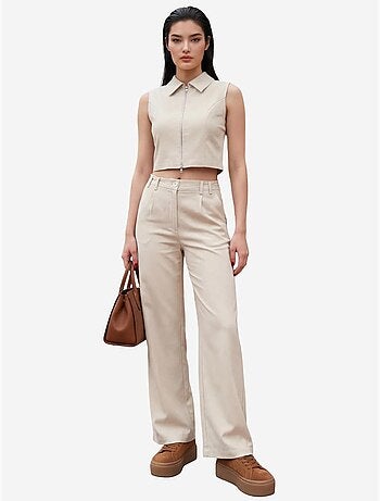 Ensemble coordonné deux pièces taille haute jambes larges my fashion