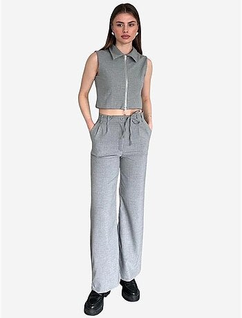 Ensemble coordonné deux pièces taille haute jambes larges my fashion