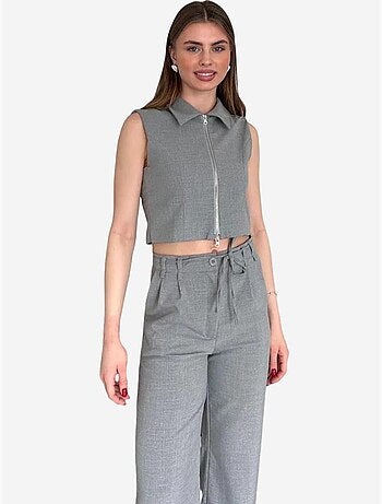Ensemble coordonné deux pièces taille haute jambes larges my fashion