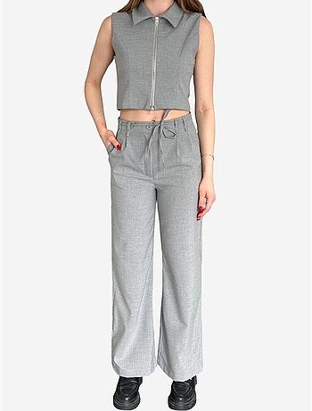 Ensemble coordonné deux pièces taille haute jambes larges my fashion