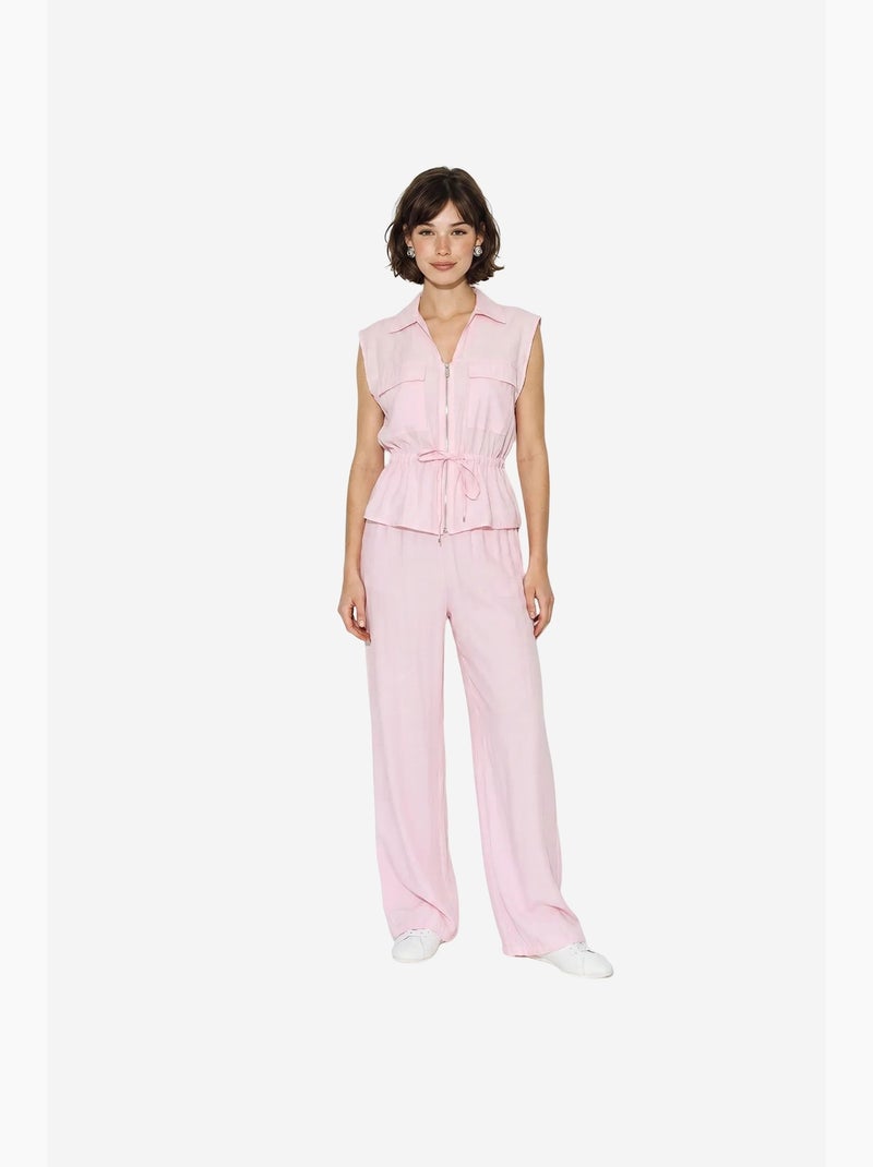 Ensemble coordonné élégant deux pièces avec gilet et pantalon large lucci Rose clair - Kiabi