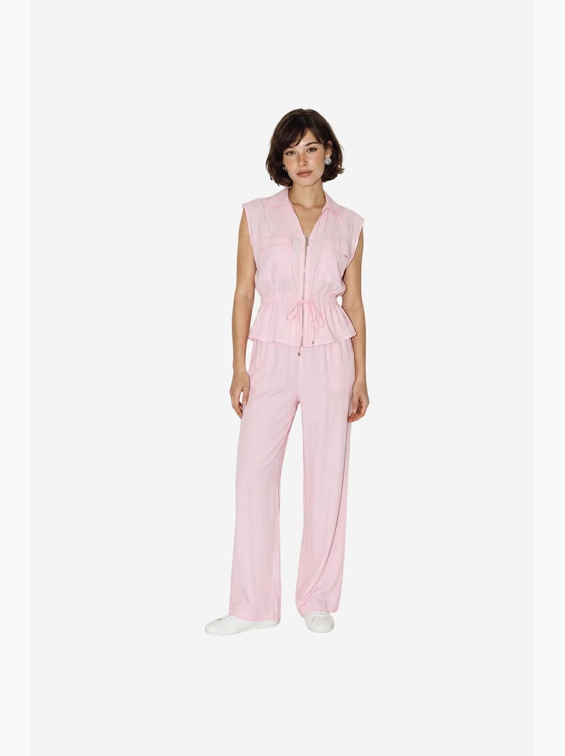 Ensemble coordonné élégant deux pièces avec gilet et pantalon large lucci Rose clair - Kiabi