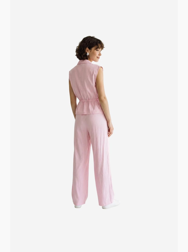 Ensemble coordonné élégant deux pièces avec gilet et pantalon large lucci Rose clair - Kiabi