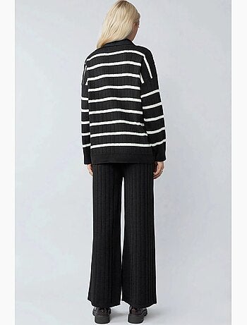 Ensemble coordonné en maille rayée avec col polo my fashion