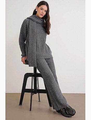 Ensemble coordonné en maille rayée oversize mixray