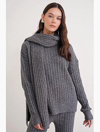 Ensemble coordonné en maille rayée oversize mixray