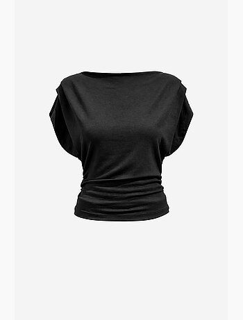Ensemble coordonné en maille taille haute à jambe large avec encolure bateau mixray