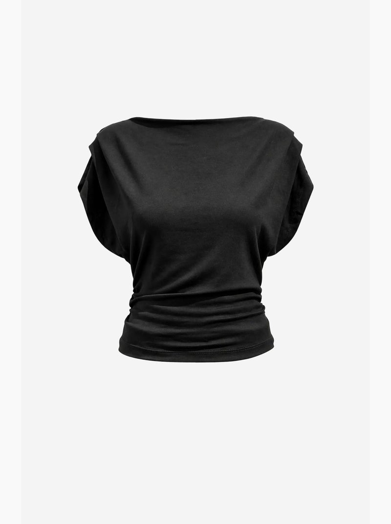 Ensemble coordonné en maille taille haute à jambe large avec encolure bateau mixray Noir - Kiabi