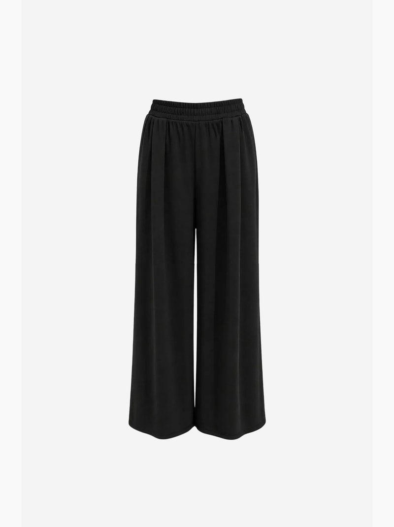 Ensemble coordonné en maille taille haute à jambe large avec encolure bateau mixray Noir - Kiabi