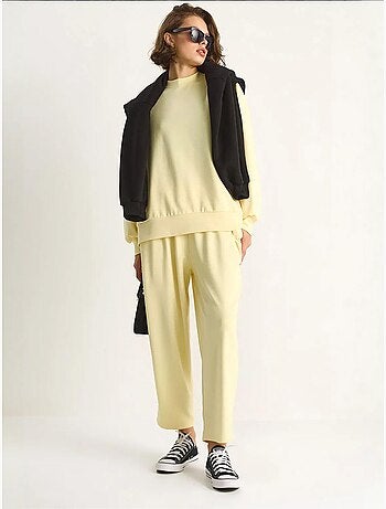 Ensemble coordonné en tricot à col ras du cou et jambes larges lucci