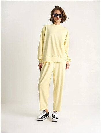 Ensemble coordonné en tricot à col ras du cou et jambes larges lucci