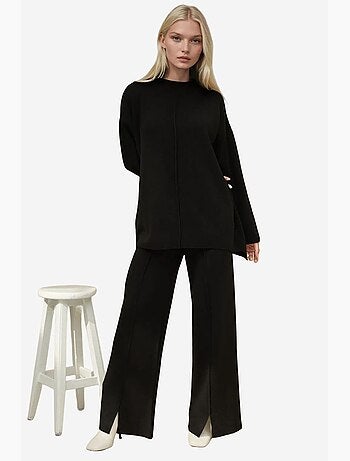 Ensemble coordonné en tricot à taille haute et jambes larges hiccup