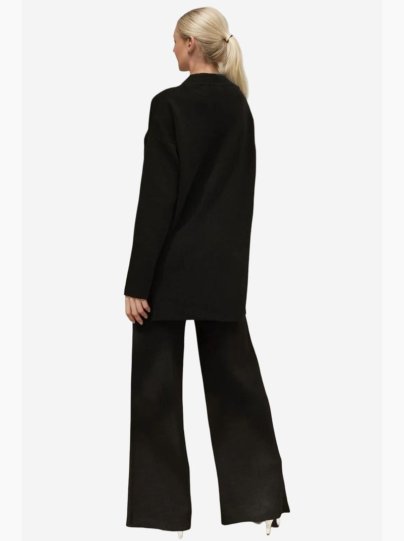 Ensemble coordonné en tricot à taille haute et jambes larges hiccup Noir - Kiabi