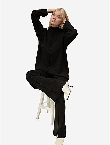 Ensemble coordonné en tricot à taille haute et jambes larges