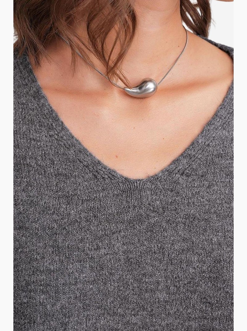 Ensemble coordonné en tricot côtelé à col en v mixray Gris foncé - Kiabi