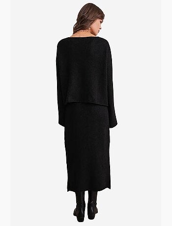 Ensemble coordonné en tricot côtelé à col en v mixray