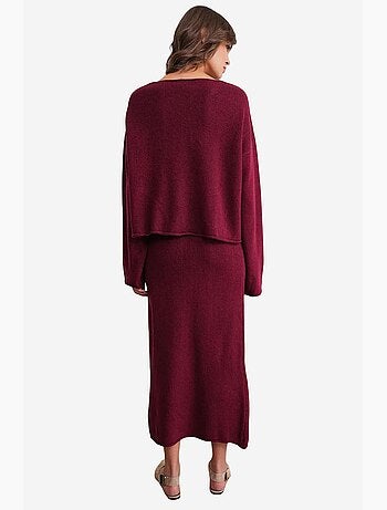 Ensemble coordonné en tricot côtelé à col en v mixray
