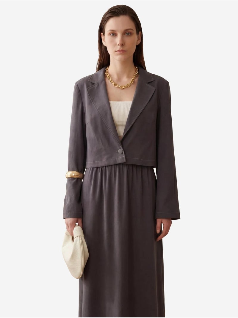 Ensemble coordonné jambes larges avec veste boutonnée my fashion Gris Noir - Kiabi
