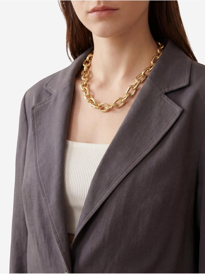 Ensemble coordonné jambes larges avec veste boutonnée my fashion Gris Noir - Kiabi