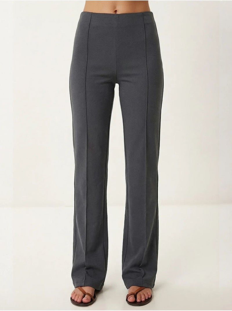 Ensemble coordonné taille haute, col en v, boutons et jambes larges istanbul Gris foncé - Kiabi