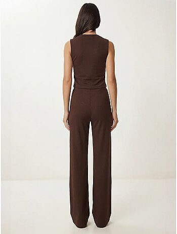 Ensemble coordonné taille haute, col en v, boutons et jambes larges istanbul