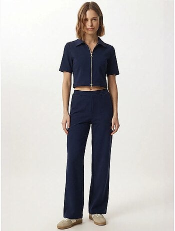 Ensemble coordonné taille haute jambes larges avec col chemise istanbul