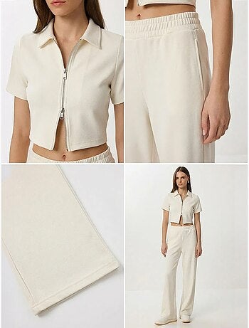 Ensemble coordonné taille haute jambes larges avec col chemise istanbul