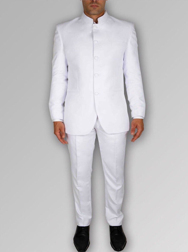 Ensemble costume col mao Kebello Blanc - Kiabi