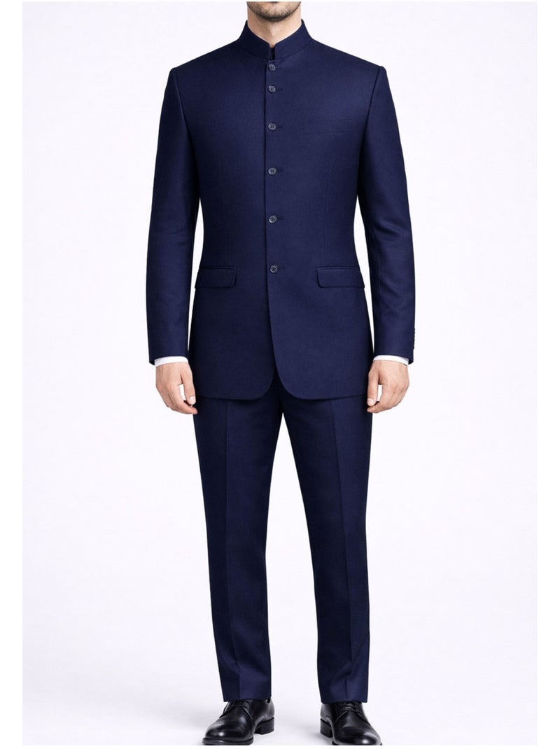 Ensemble costume col mao Kebello Bleu marine - Kiabi
