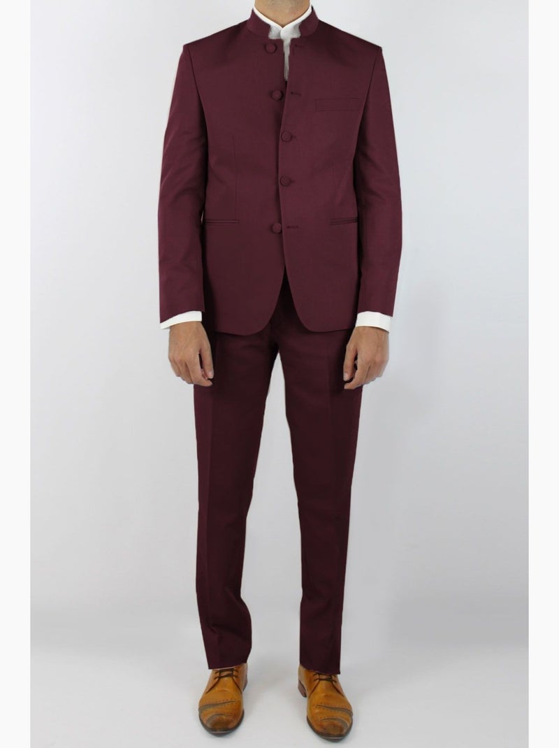 Ensemble costume col mao Kebello Bordeaux - Kiabi
