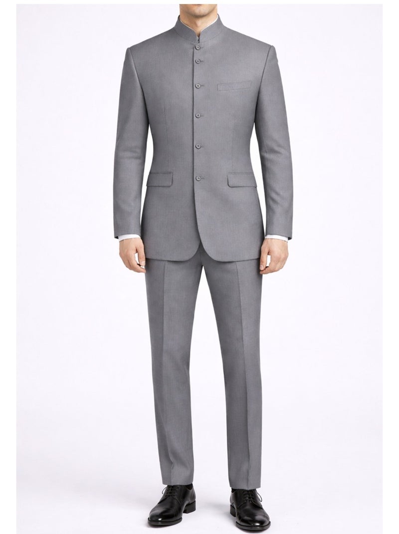 Ensemble costume col mao Kebello Gris - Kiabi