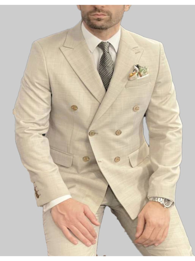 Ensemble costume croisé Kebello Beige - Kiabi