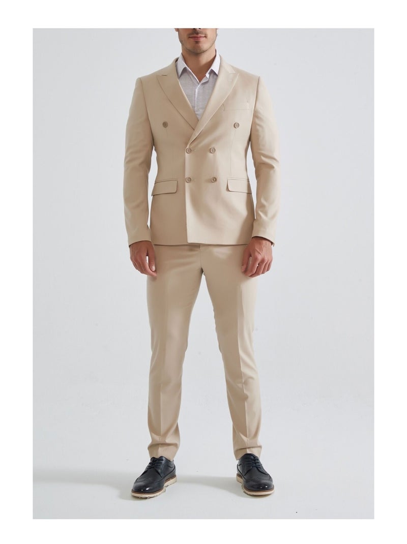 Ensemble costume croisé Kebello Beige - Kiabi
