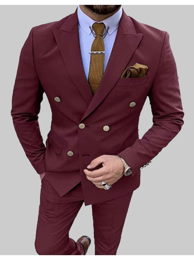 Ensemble costume croisé Kebello Bordeaux - Kiabi