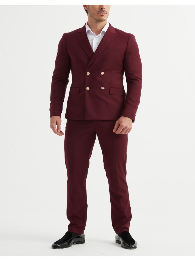 Ensemble costume croisé Kebello Bordeaux - Kiabi