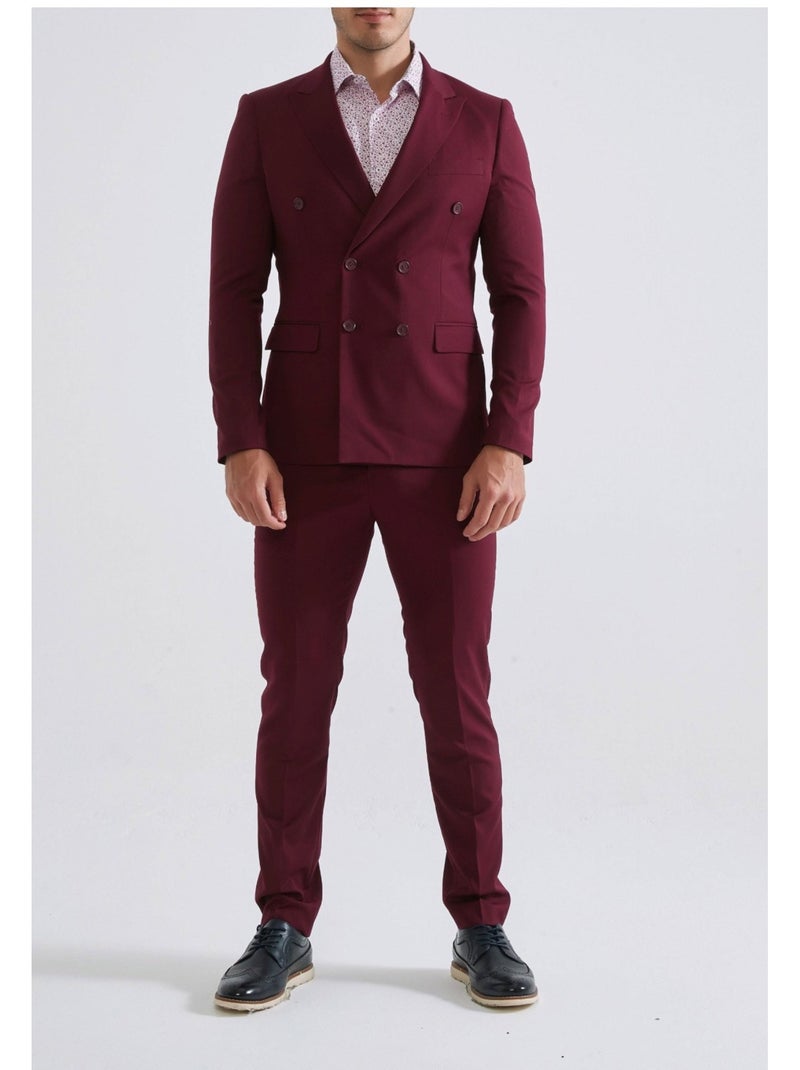 Ensemble costume croisé Kebello Bordeaux - Kiabi