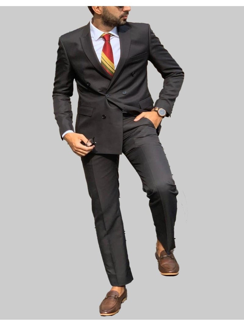 Ensemble costume croisé Kebello gris anthracite - Kiabi