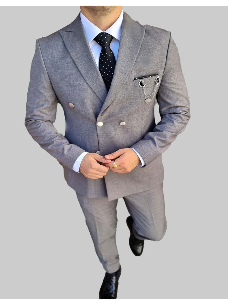 Ensemble costume croisé Kebello Gris - Kiabi