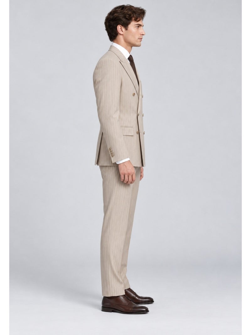 Ensemble costume croisé rayé kebello Beige - Kiabi