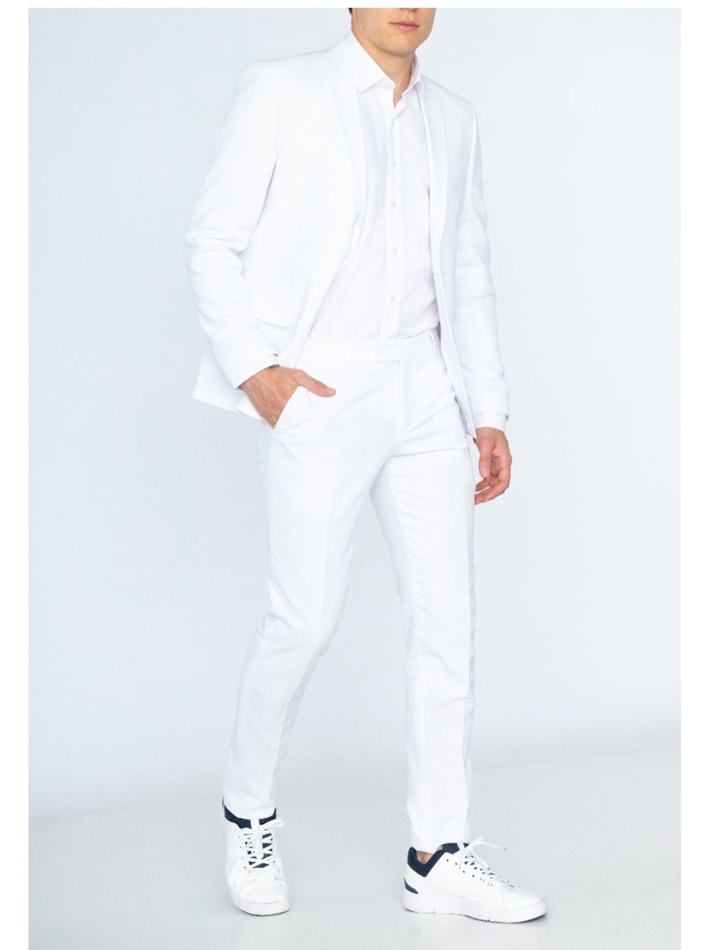 Ensemble costume en lin Kebello Blanc - Kiabi