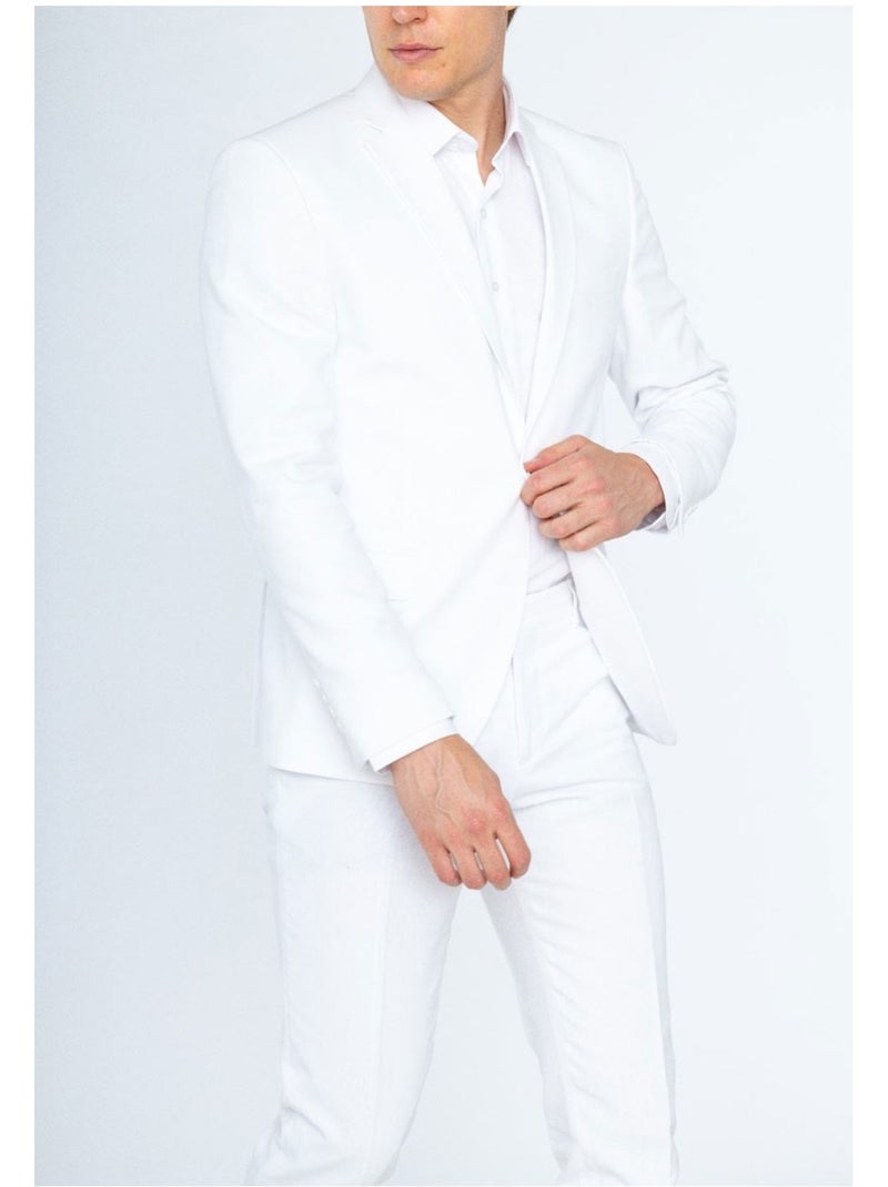 Ensemble costume en lin Kebello Blanc - Kiabi