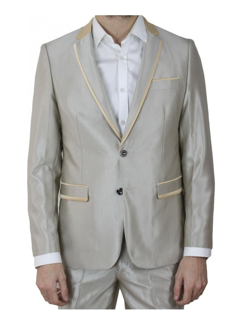 Ensemble costume en satin 2 boutons Kebello Beige - Kiabi