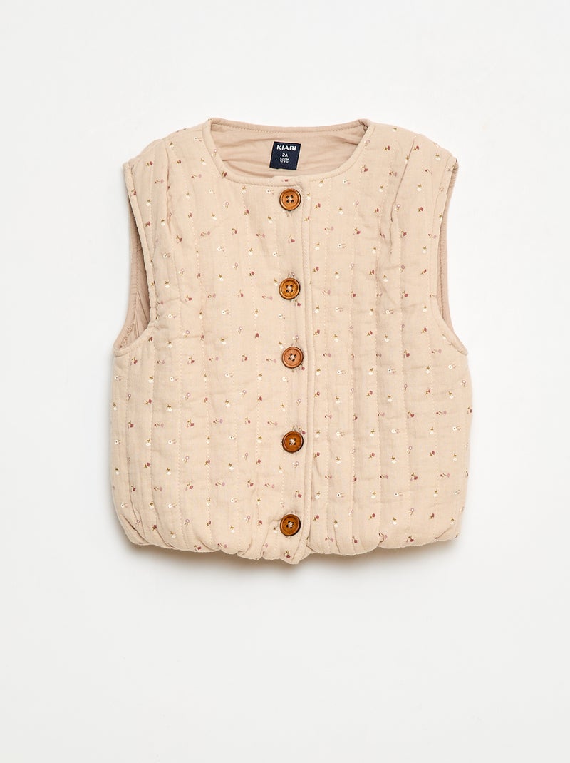 Ensemble côtelé avec veste sans manches - 3 pièces Beige - Kiabi