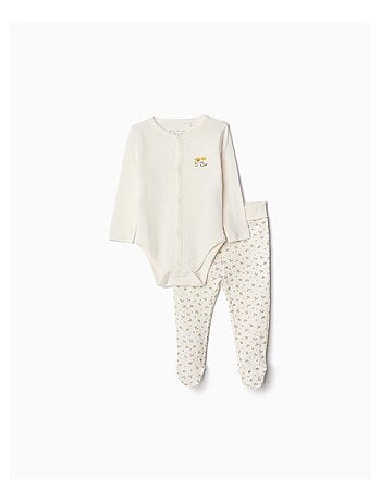 Ensemble côtelé body manches longues + pantalon pieds MO Fashion