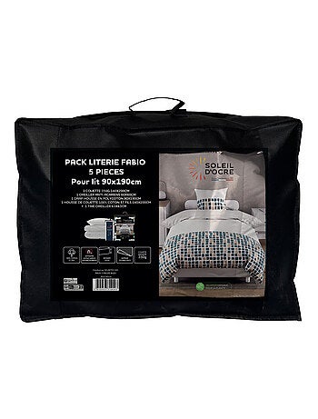 Ensemble couette et parure 5 Pièces FABIO pour lit en 90x190 cm, par Soleil d'ocre