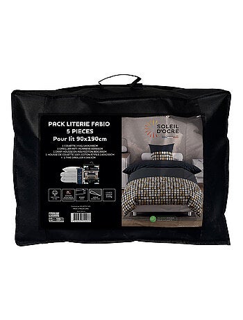 Ensemble couette et parure 5 Pièces FABIO pour lit en 90x190 cm, par Soleil d'ocre